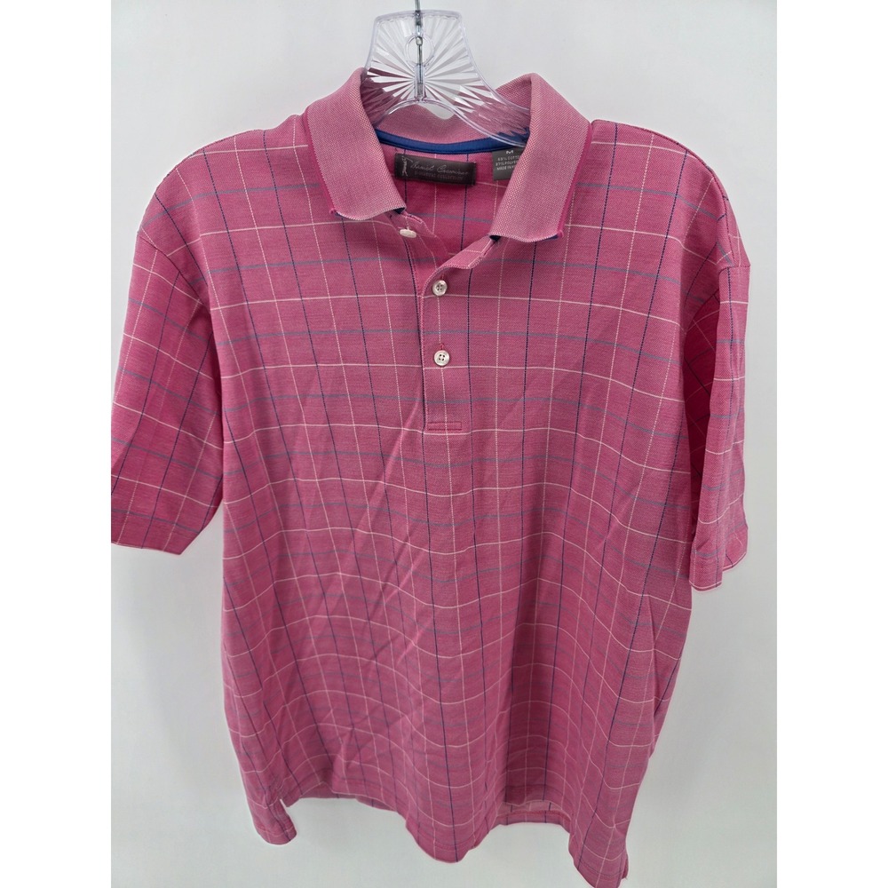 Daniel Cremieux Signature Pink Windowpane Plaid Polo Shirt Mens Medium